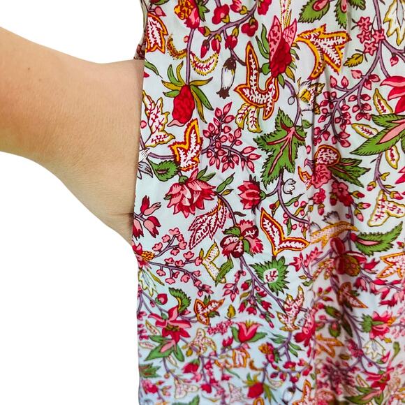 NWT Loft Plus Jungle Ruffle Floral Pocket Button Up Short Sleeve Dress 16 - Picture 9 of 11